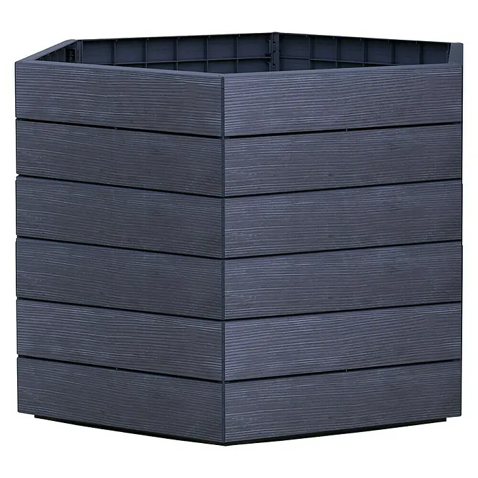 Garantia Hochbeet Ergo XL 75 - Ø x H: 145 x 75 cm, Kunststoff, Anthrazit - Dieser Pflanzkasten in Anthrazit bietet mit seiner Holzoptik eine stilvolle Möglichkeit zur Bepflanzung im Garten oder auf der Terrasse.