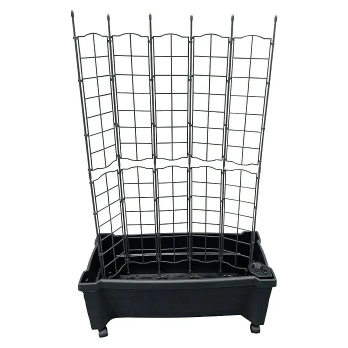 KHW Pflanzkasten mit Spalier - Außenmaß (L x B x H): 79 x 35 x 115 cm, Kunststoff, Anthrazit - Aufnahme eines Pflanzgefäßes mit Spalier, das eine optimale Unterstützung für Kletterpflanzen bietet und gleichzeitig ein dekoratives Element darstellt.