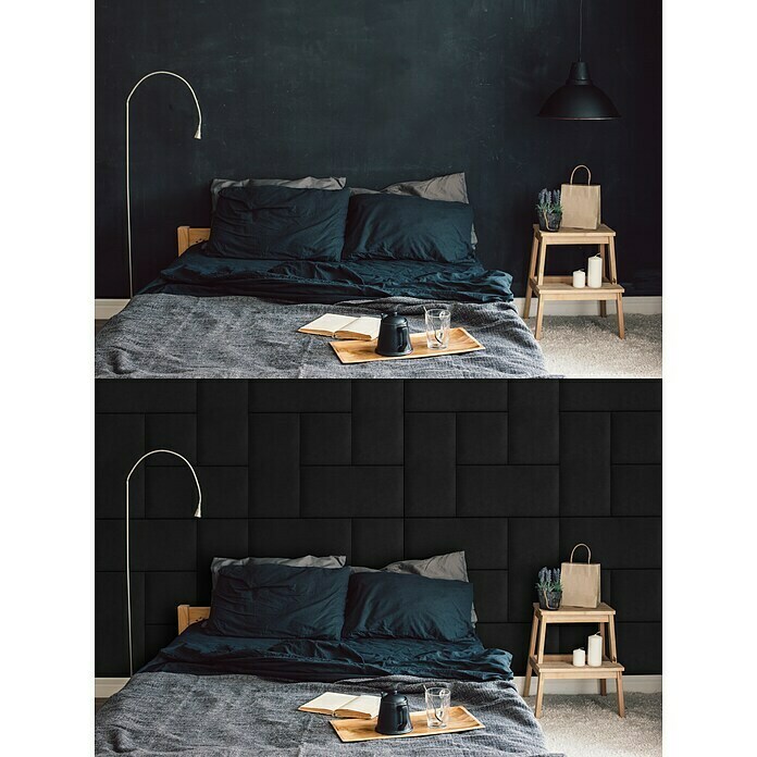 Fllow Cuscino da parete decorativo in velluto nero 60 x 30 cm 