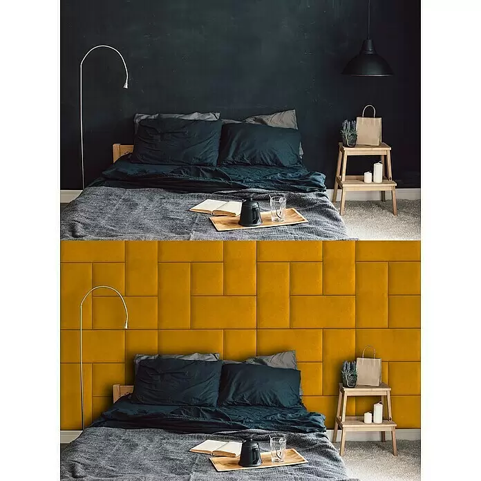 Fllow Wandpolster Velvet - Ocker, L x B: 60 x 30 cm - Stimmungsaufnahme