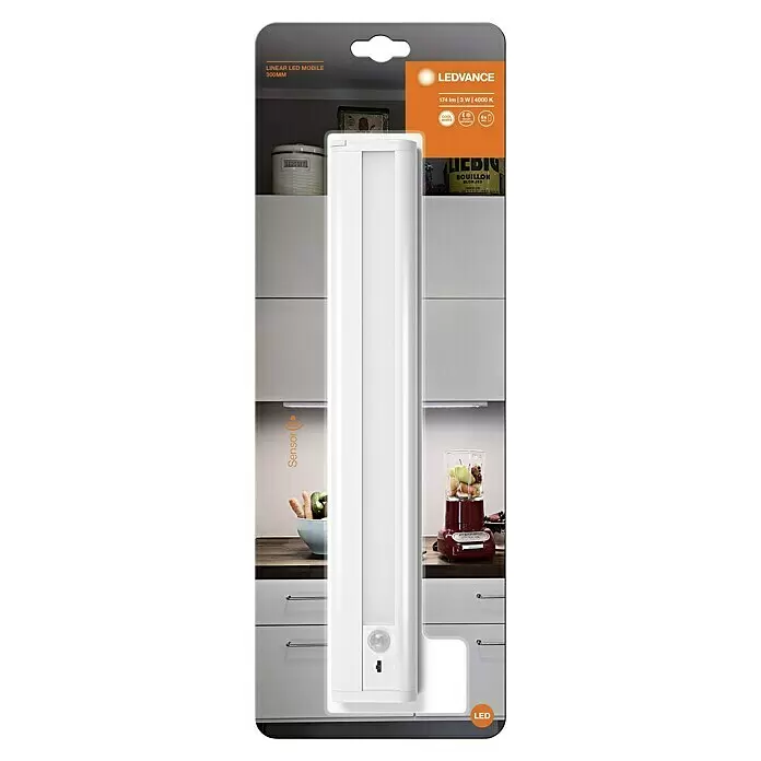 Ledvance LED-Unterbauleuchte Mobile - 2,9 W, Bewegungssensor, L x B x H: 31,4 x 4,8 x 1,8 cm, Weiß - Vorderansicht
