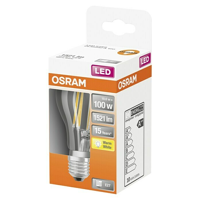 Osram LED-Leuchtmittel Retrofit Classic A (12 W, E27, A60, Warmweiß, Nicht Dimmbar, Klar)