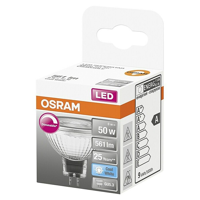 Osram Led-reflectorlamp (7,8 W, Stralingshoek: 36°, Koud wit, Dimbaar)