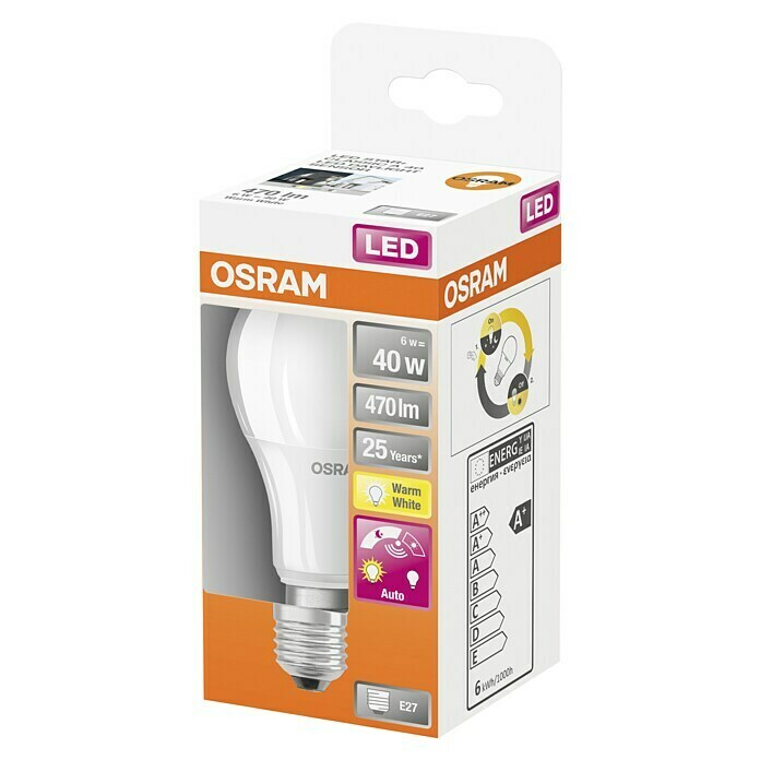 Osram LED žarulja Star Daylight Sensor Classic A  (E27, Bez prigušivanja, Topla bijela, 470 lm, 5 W) | BAUHAUS