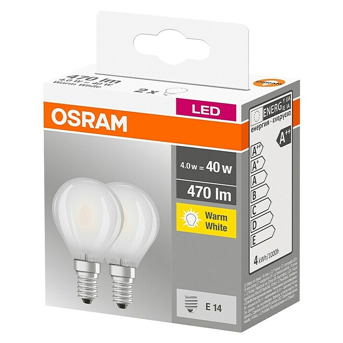 Osram Retrofit Ledlampen set Star Classic P 40 (E14, Niet dimbaar, Warm wit, 470 lm, 4 W, Mat) | BAUHAUS