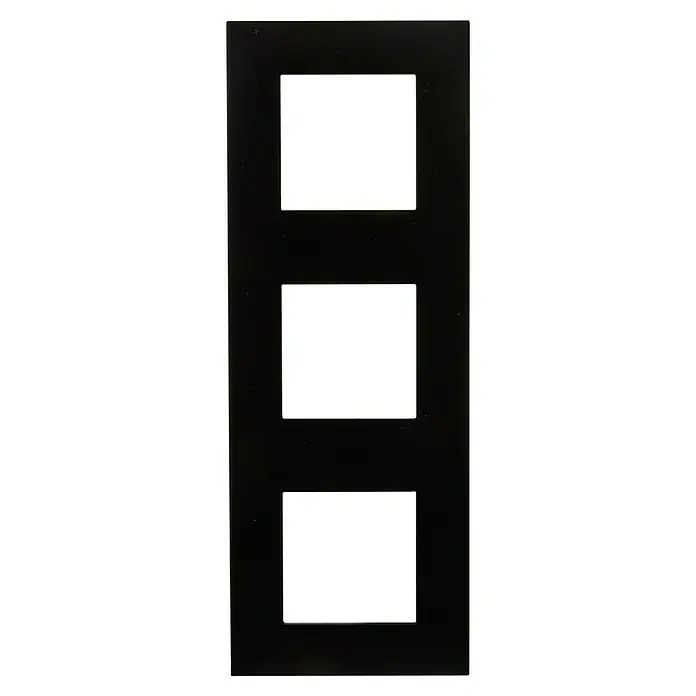 Legrand Valena Next Marco - Negro, Modelo de mecanismos: x 3, Plástico, Colocar - Elegante placa frontal negra con tres recortes cuadrados, perfecta para interruptores o enchufes modernos.