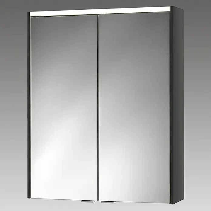 Sieper LED-Spiegelschrank KHX 60 - B x H: 60 x 74 cm, Holz, Anthrazit/Weiß - Ein moderner Spiegelschrank mit zwei Türen und einer integrierten Beleuchtung, ideal für jedes Badezimmer.