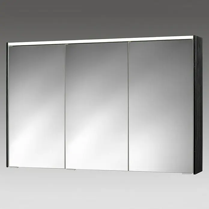 Sieper LED-Spiegelschrank KHX 120 - B x H: 120 x 74 cm, Holz, Schwarz/Weiß - Dieser Spiegelschrank mit drei Türen und integrierter Beleuchtung bietet viel Stauraum und ein modernes Design für Ihr Badezimmer.