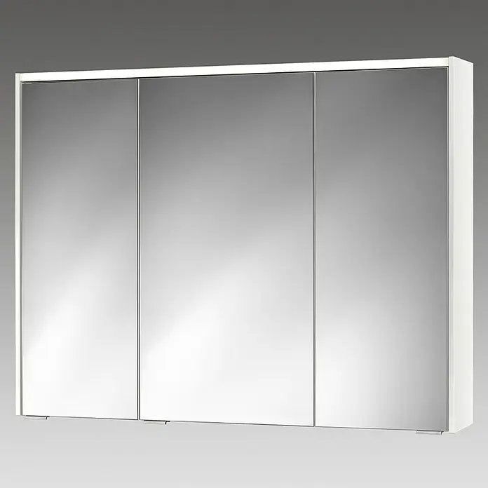 Sieper LED-Spiegelschrank KHX 100 - B x H: 100 x 74 cm, Holz, Weiß - Spiegelschrank mit drei Türen und weißem Rahmen, ideal für Badezimmer zur Aufbewahrung von Badutensilien und Kosmetik.