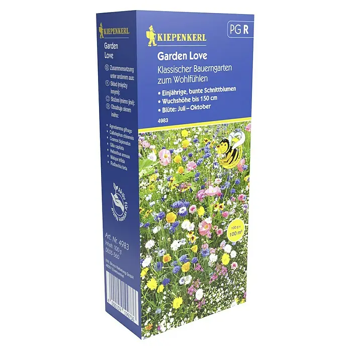 Kiepenkerl Blumensamenmischung - Garden Love, Verschiedene Sorten, Blütezeit: Juli, 100 m² - Samentüte Kiepenkerl Garden Love für einen klassischen Bauerngarten zum Wohlfühlen mit einjährigen, bunten Schnittblumen und einer Wuchshöhe bis 150 cm.