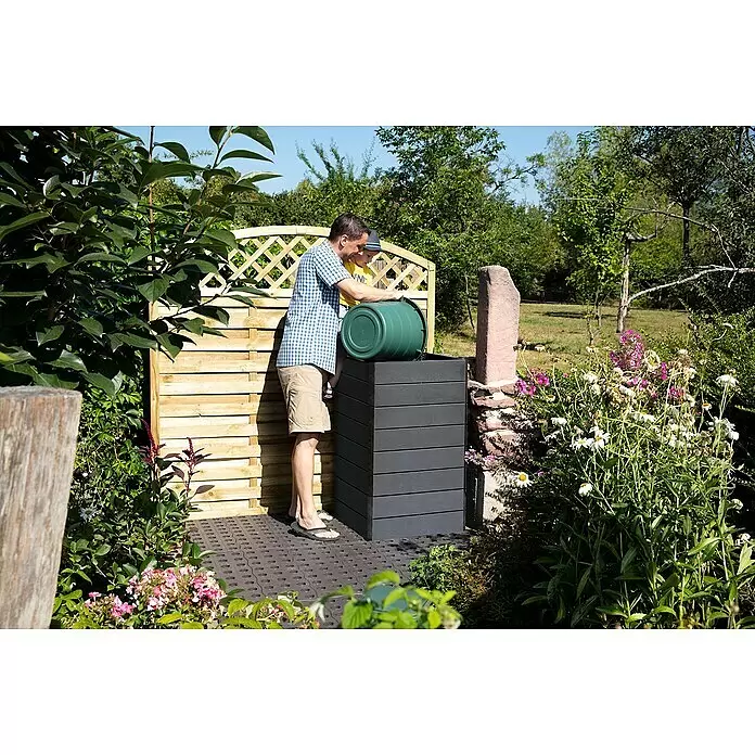 Garantia Hochbeet Ergo Quadro S - 60 x 60 x 25 cm, Kunststoff, Anthrazit, Schieferoptik - Anwendungsbeispiel