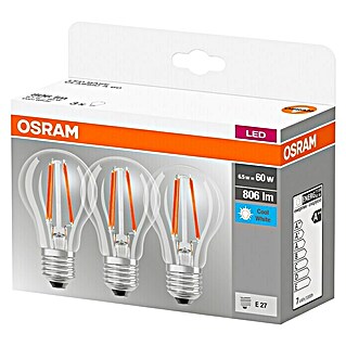 Osram Star Lámpara LED CLA60 (6,5 W, E27, Blanco neutro, No regulable, 3 ud.)