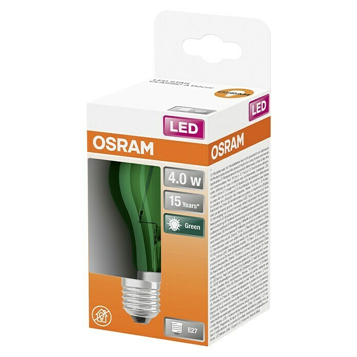 Osram Star LED-Leuchtmittel (1,6 W, E27, Lichtfarbe: Grün, Nicht Dimmbar, Birnenform)