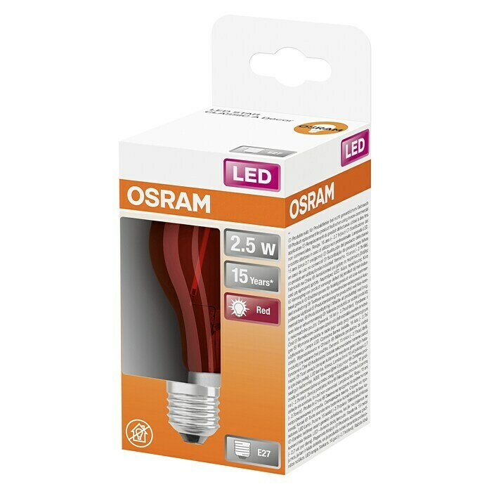 Osram Star LED-Leuchtmittel (1,6 W, E27, Lichtfarbe: Rot, Nicht Dimmbar, Birnenform)