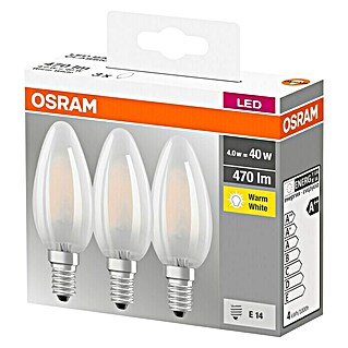 Osram Star Bombilla LED Classic B 40 (E14, No regulable, Blanco cálido, 470 lm, 4 W, Mate)