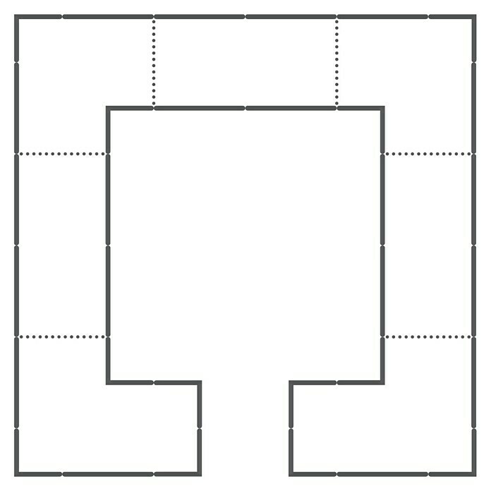 Palatino Hochbeet Urban C-Form500 x 500 x 70 cm, Cortenstahl Sketch