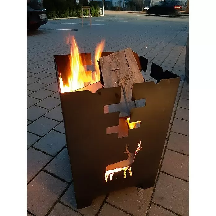 Palatino Feuerkorb Hubertus - Cortenstahl, 40 x 40 x 60 cm - Stimmungsaufnahme