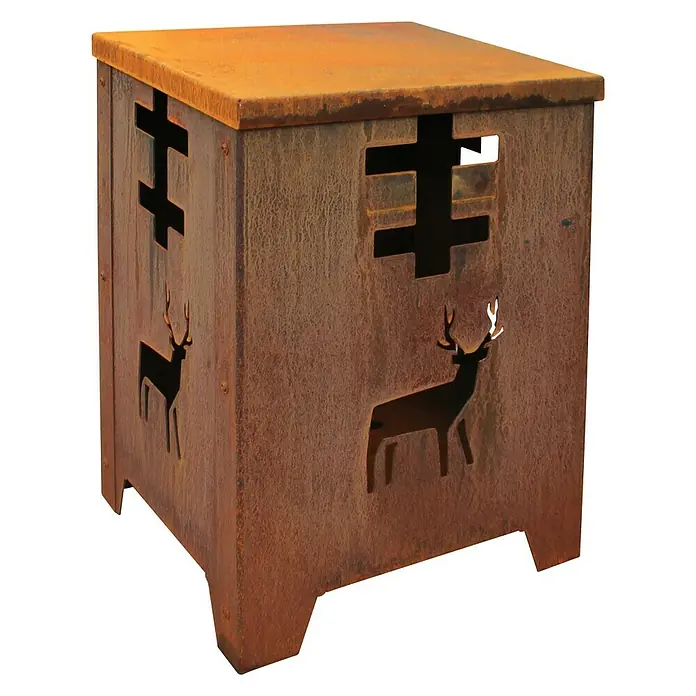 Palatino Deckel - Passend für: Palatino Feuersäule Hubertus - Dekorativer Rosthocker mit Hirschmotiven und Kreuzschlitzdesign, ideal für den Außenbereich und als stilvolles Wohnaccessoire.