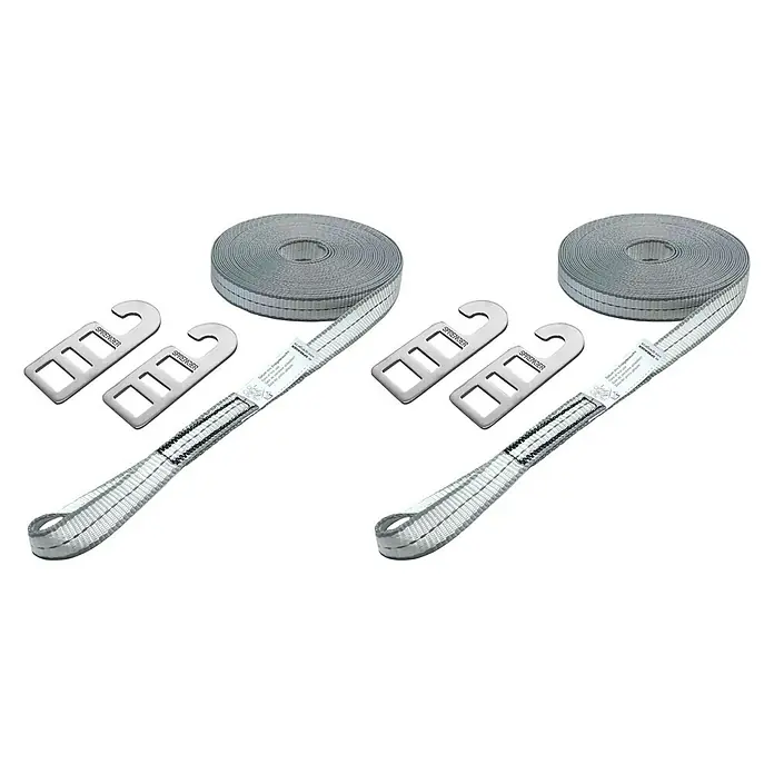 Sprenger Lifeline - 2 Stk., Bruchlast: 2.000 kg - Ein Set mit zwei grauen SPRINGER-Gurten, komplett mit Rollen und Haken. Ideal zum sicheren Befestigen verschiedener Gegenstände.
