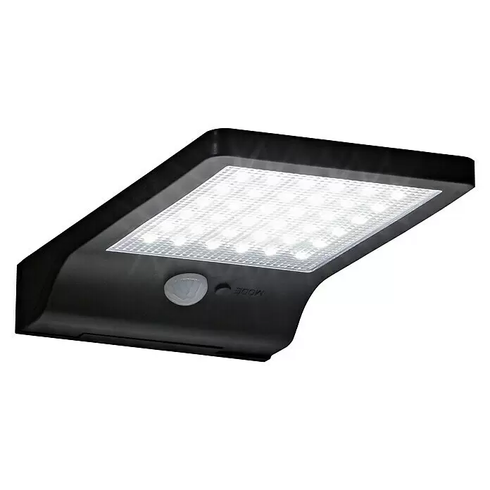 LED-Solar-AußenwandleuchteBewegungsmelder, 3 W, 300 lm, Kaltweiß, Schwarz