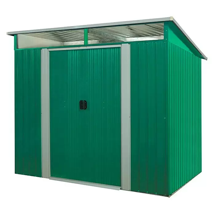 Pergart Gerätehaus Lübeck - 238 cm, 194 cm, Stahl, Tanne - Diagonale Ansicht