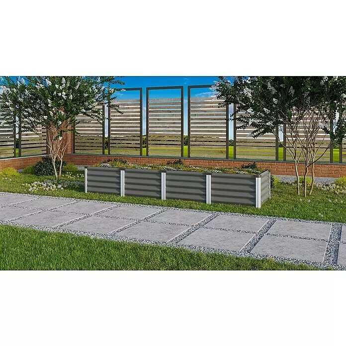 Vitavia Hochbeet Meta In&Out 401 - 245 x 65 x 40 cm, Zincalume®, Granit/Silber - Stimmungsaufnahme