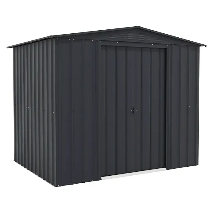 Gerätehaus Dream 86 - 245 cm, 185 cm, Stahl, Anthrazit - Metall-Gartenschuppen in Anthrazit mit Doppeltür und Entlüftungsgitter für die Lagerung von Gartengeräten und Werkzeug.