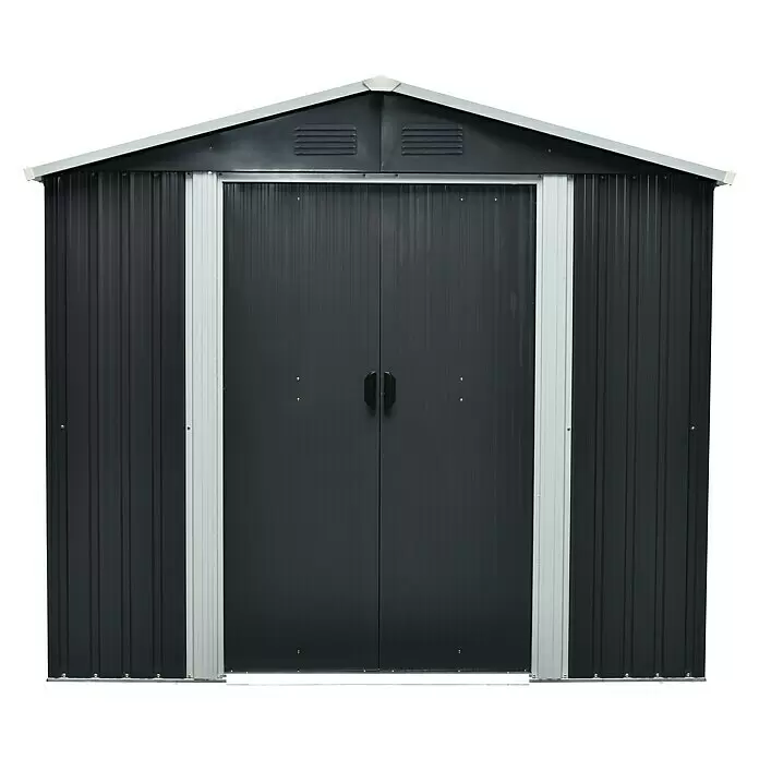 Pergart Gerätehaus Dresden II - 236 cm, 174 cm, Stahl, Creme, Schiefergrau - Vorderansicht