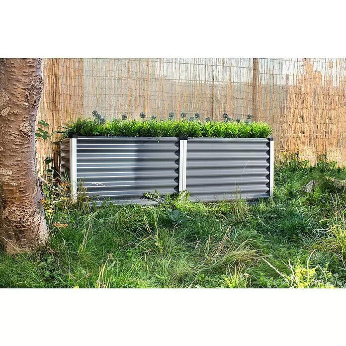 Vitavia Hochbeet Meta 630 - 187,7 x 96,2 x 63 cm, Zincalume®, Granit/Silber - Stimmungsaufnahme