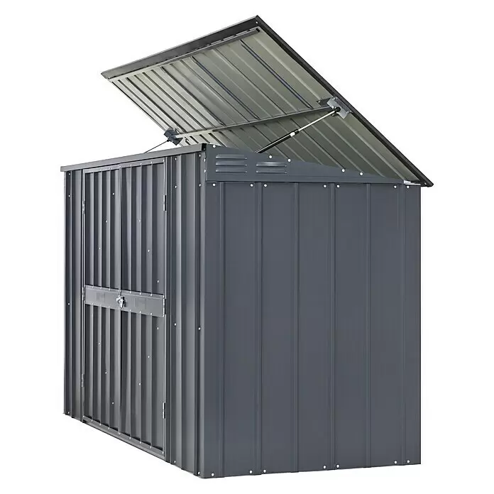 Globel Mülltonnenbox Easy - Stahl, Anthrazit, Geeignet für Anzahl Mülltonnen: 3 Stk., 2,21 m² - Diagonale Ansicht