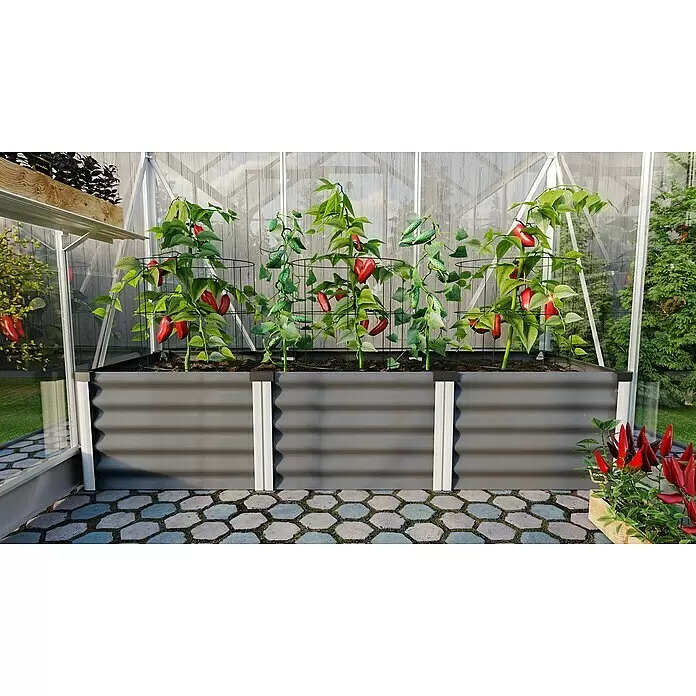 Vitavia Hochbeet Meta In&Out 401 - 185 x 65 x 40 cm, Zincalume®, Granit/Silber - Stimmungsaufnahme