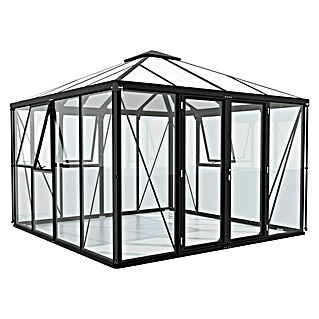 Vitavia Gewächshaus Minos (Außenmaß inkl. Dachüberstand (B x T): 317 x 321,5 cm, Material Seitenwand: Glas, 3 mm, Schwarz)