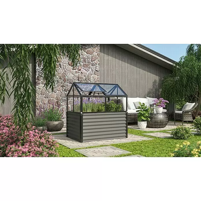 Vitavia Hochbeet Zola - 126,7 x 89 x 134,5 cm, Sicherheitsglas, Schwarz - Stimmungsaufnahme