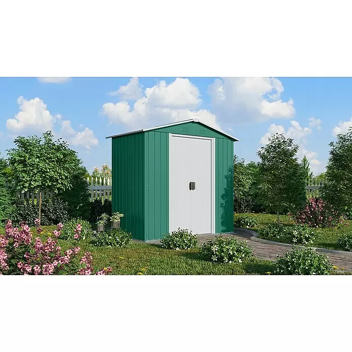 Pergart Gerätehaus Köln II - 194 cm, 110 cm, Stahl, Tanne, Creme - Stimmungsaufnahme