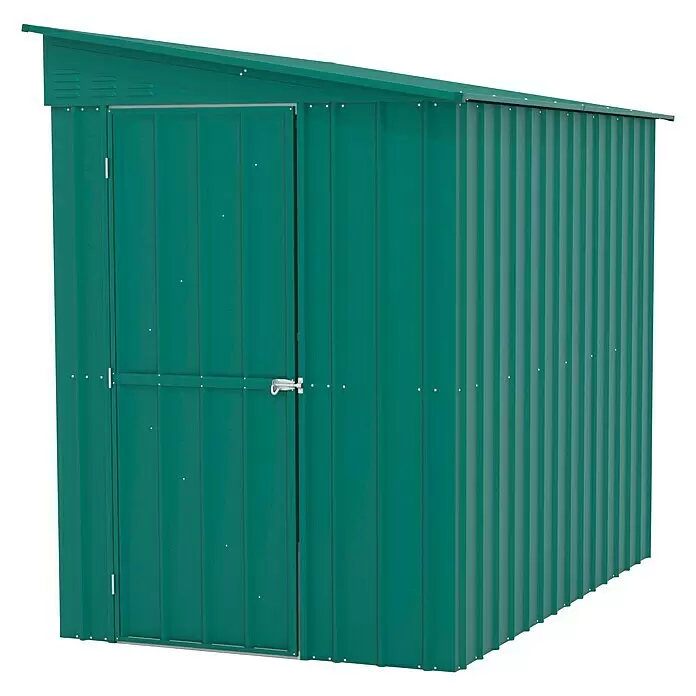 Globel Gerätehaus LeanTo 58 - 155 cm, 242 cm, Stahl, Jadegrün - Diagonale Ansicht