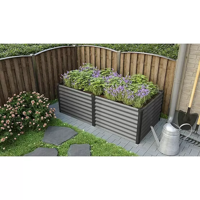 Vitavia Hochbeet Meta 630 - 187,7 x 96,2 x 63 cm, Zincalume®, Granit/Schwarz - Stimmungsaufnahme