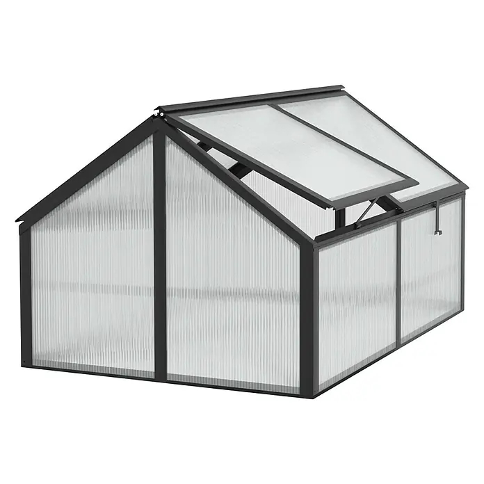 Vitavia Frühbeet Zola - 124,3 x 89 x 71,3 cm, Schwarz, Polycarbonat - Geräumiges Gewächshaus mit Dachfenster für optimale Belüftung. Perfekt für Hobbygärtner und Pflanzenliebhaber.