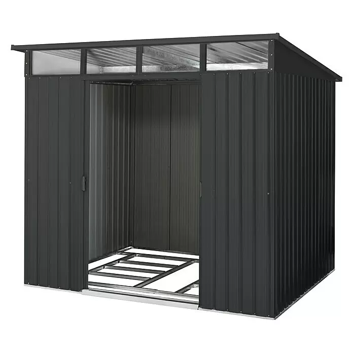 Pergart Gerätehaus Lübeck - 238 cm, 278 cm, Stahl, Anthrazit - Vorderansicht