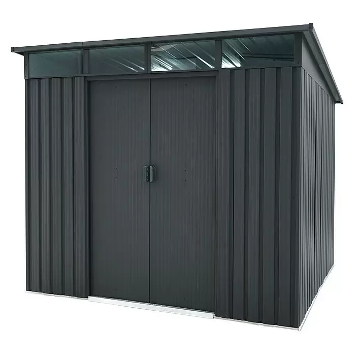 Pergart Gerätehaus Lübeck - 238 cm, 278 cm, Stahl, Anthrazit - Vorderansicht