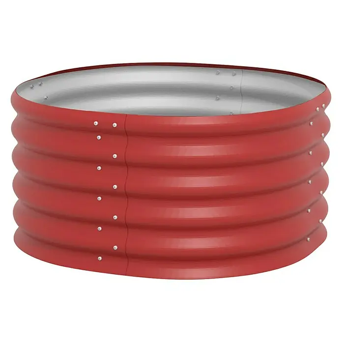Vitavia Hochbeet Terra 401 - 82 x 82 x 40,1 cm, Zincalume®, Rubin - Rotes Hochbeet aus gewelltem Stahl, ideal für den Garten. Die gerippte Bauweise sorgt für Stabilität und ein attraktives Aussehen.