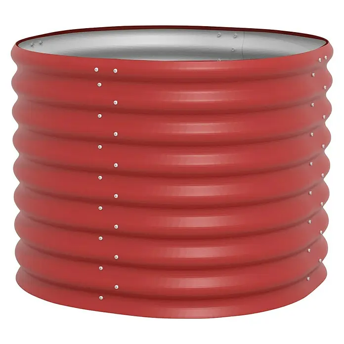Vitavia Hochbeet Terra 630 - 82 x 82 x 63 cm, Zincalume®, Rubin - Rotes Hochbeet aus Stahl mit gewelltem Design und silberfarbenem Rand. Perfekt für den Garten und zur stilvollen Pflanzenaufzucht im Freien.