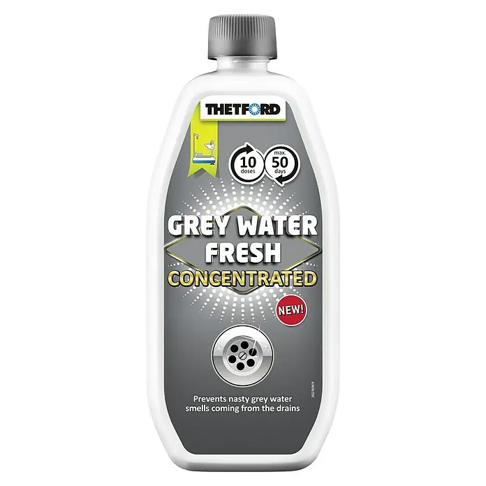 Thetford Reinigungsmittel Grey Water Fresh Concentrated - 0,8 l - Die Thetford Grey Water Fresh Konzentrat-Flasche verhindert üble Gerüche aus dem Abfluss und hält bis zu 50 Tage.