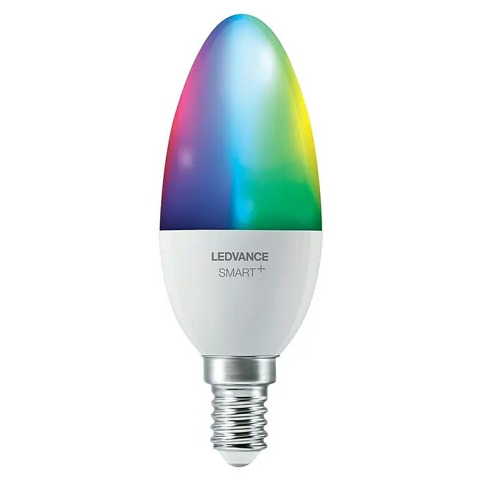 Ledvance Smart+ WiFi Smart-LED-Lampe Candle - E14, Dimmbar, RGBW, 470 lm, 5 W - Intelligente LEDVANCE SMART+ LED-Lampe mit verschiedenen Farben für stimmungsvolle Beleuchtung und smarten Komfort im ganzen Haus.