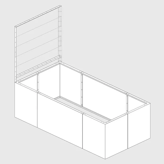 Palatino Rankhilfe - Cortenstahl, Passend für: Palatino Urban Hochbeet, Höhe: 113 cm - Ansicht einer hochgezogenen Gartenkiste, ideal für den Anbau von Gemüse oder Blumen auf Balkon oder Terrasse.