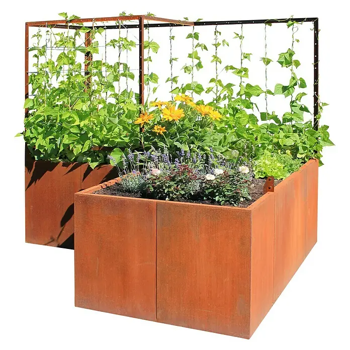 Palatino Drahtseil - Länge: 25 m, Passend für: Palatino Urban Rankhilfe - Hochbeet aus Cortenstahl mit üppiger Bepflanzung, darunter Kletterpflanzen, gelbe Rudbeckien, Lavendel und Rosen. Ein optisches Highlight für jeden Garten.
