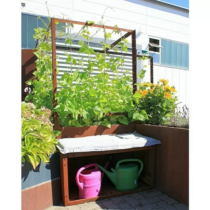 Palatino Rankhilfe - Cortenstahl, Passend für: Palatino Urban Hochbeet L-Form, Höhe: 113 cm - Stimmungsaufnahme