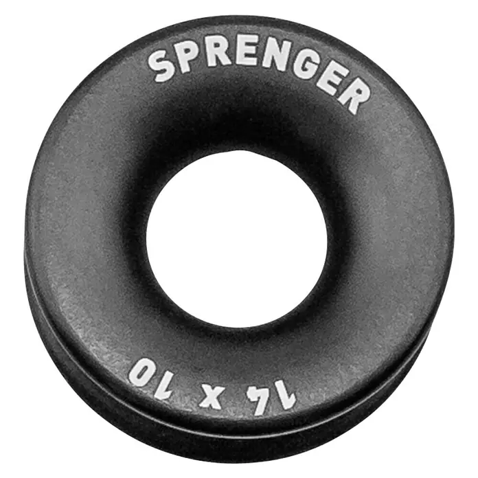 Sprenger Rundkausche - Für Seildurchmesser: 14 mm - Nahaufnahme eines schwarzen Sprenger Ring, der mit "Sprenger" und "14 x 10" beschriftet ist.