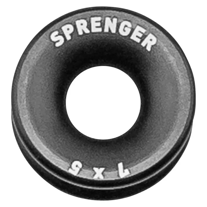 Sprenger Rundkausche - Für Seildurchmesser: 7 mm - Ein schwarzer Sprenger-Ring, ideal für Hundeleinen und -halsbänder, mit der Aufschrift "SPRENGER" und "1 x 5".