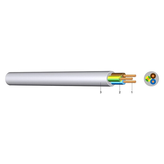 Schlauchleitung YMM-J (H05VV-F, Anzahl Adern: 3, 1,5 mm², 50 m, Grau) | BAUHAUS
