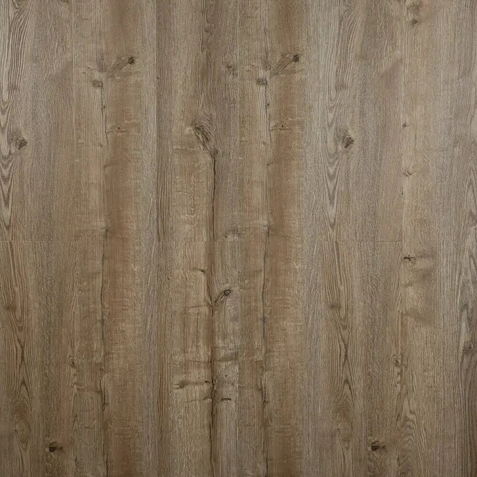 Suelo vinílico SPC Arica - 1.520 x 230 x 6,7 mm, Marrón, Resistente al agua - Primer plano de una textura de madera que muestra las vetas y la belleza natural de la madera. Ideal para texturas y fondos.